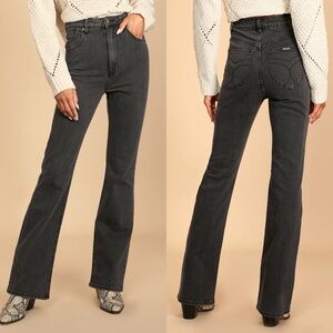 Rollas Dusters High Rise Slim Bootcut Jeans Size 28 Black Wash